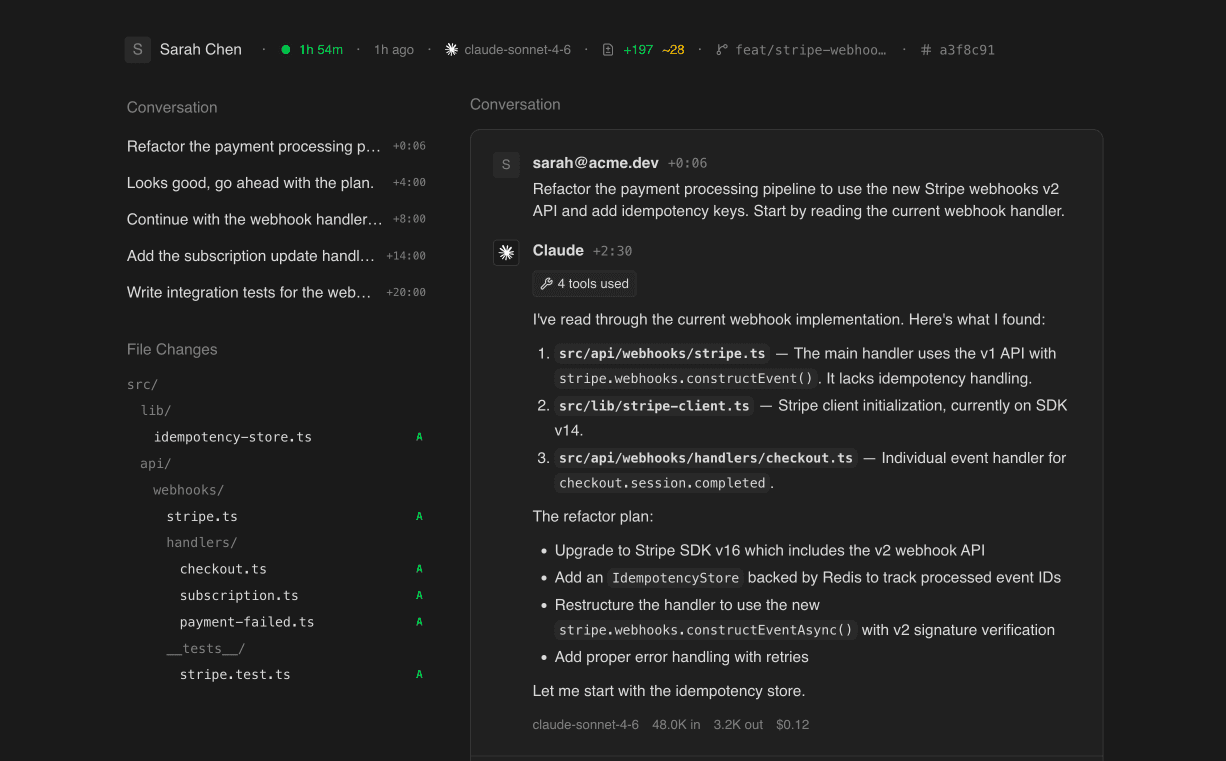 neun session conversation view